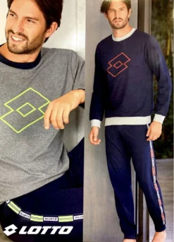 Pigiama Uomo Lungo 100% Cotone Jersey Lotto 4062 Prezzo Promozionale