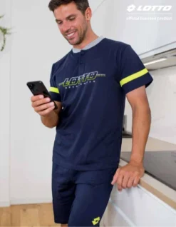 Pigiama Uomo Corto 100% Cotone Jersey Lotto 1117 Outlet