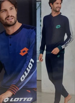 Pigiama Uomo Lungo 100% Cotone Jersey Lotto 4055 Prezzo Promozionale