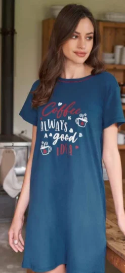 Abito Donna Casa Mezza Manica 100% Cotone Jersey Linclalor 71376