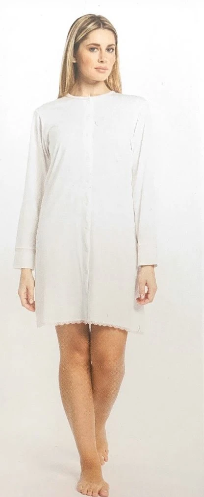 Camicia Da Notte Tutta Aperta 100% Cotone Karelpiu' 6165 3 Camicia Da Notte Tutta Aperta 100% Cotone Karelpiu' 6165