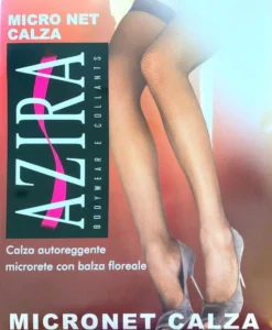 Calza Autoreggente Microrete Con Balza In Pizzo Azira